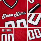 Custom Red White-Black Mesh Authentic Throwback Football Jersey detail