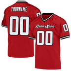Custom Red White-Black Mesh Authentic Throwback Football Jersey photo 1