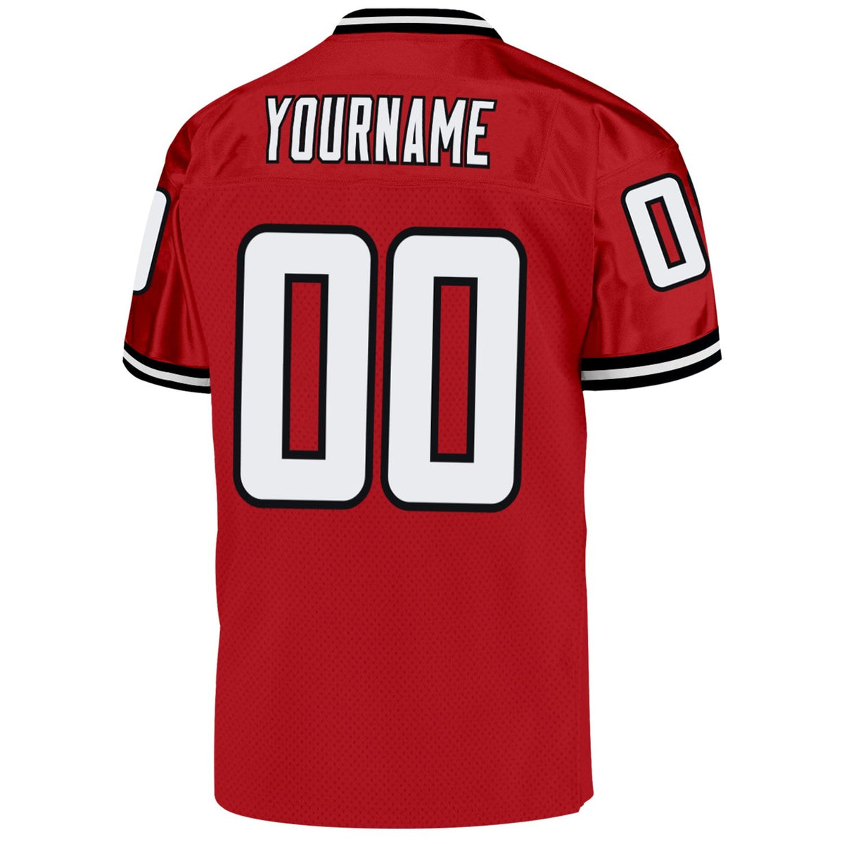 Custom Red White-Black Mesh Authentic Throwback Football Jersey photo 3
