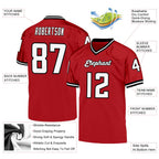Custom Red White-Black Mesh Authentic Throwback Football Jersey photo 4