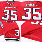 Custom Red White-Black Mesh Authentic Throwback Football Jersey photo 7
