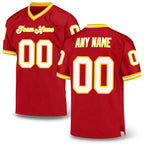 Custom Red White-Gold Mesh Authentic Throwback Football Jersey