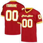 Custom Red White-Gold Mesh Authentic Throwback Football Jersey photo 1