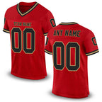 Custom Red Black-Old Gold Mesh Authentic Throwback Football Jersey
