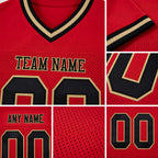 Custom Red Black-Old Gold Mesh Authentic Throwback Football Jersey detail