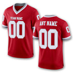 Custom Red White-Gray Mesh Authentic Throwback Football Jersey