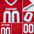 Custom Red White-Gray Mesh Authentic Throwback Football Jersey detail