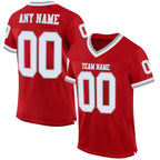 Custom Red White-Gray Mesh Authentic Throwback Football Jersey photo 1