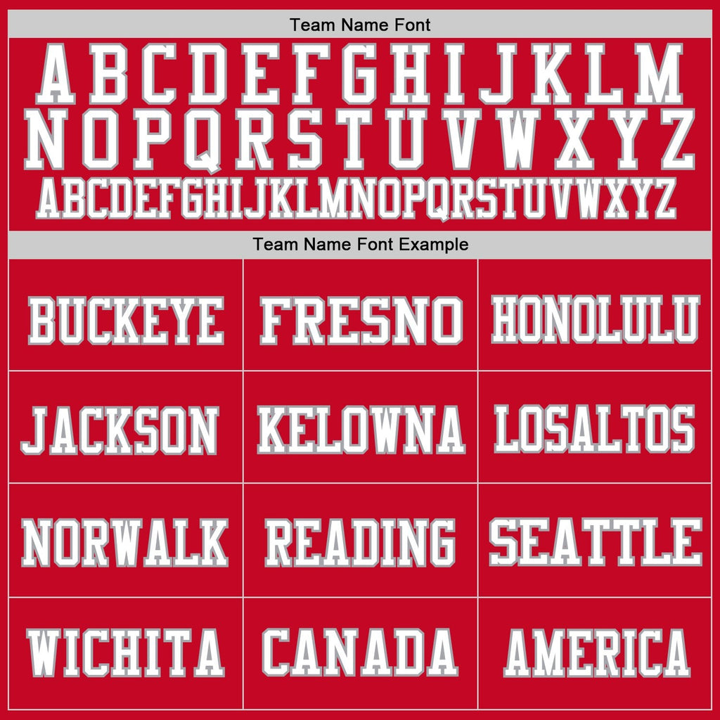 Custom Red White-Gray Mesh Authentic Throwback Football Jersey photo 2