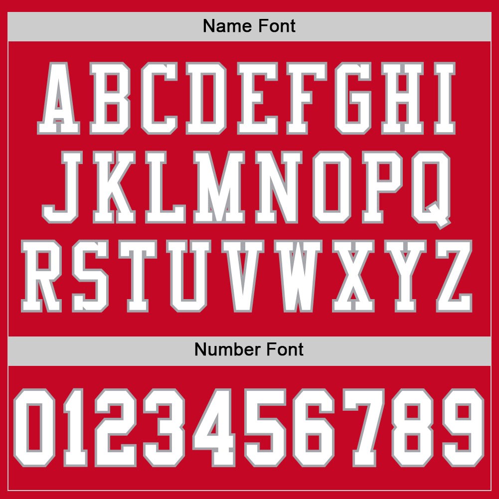 Custom Red White-Gray Mesh Authentic Throwback Football Jersey photo 3