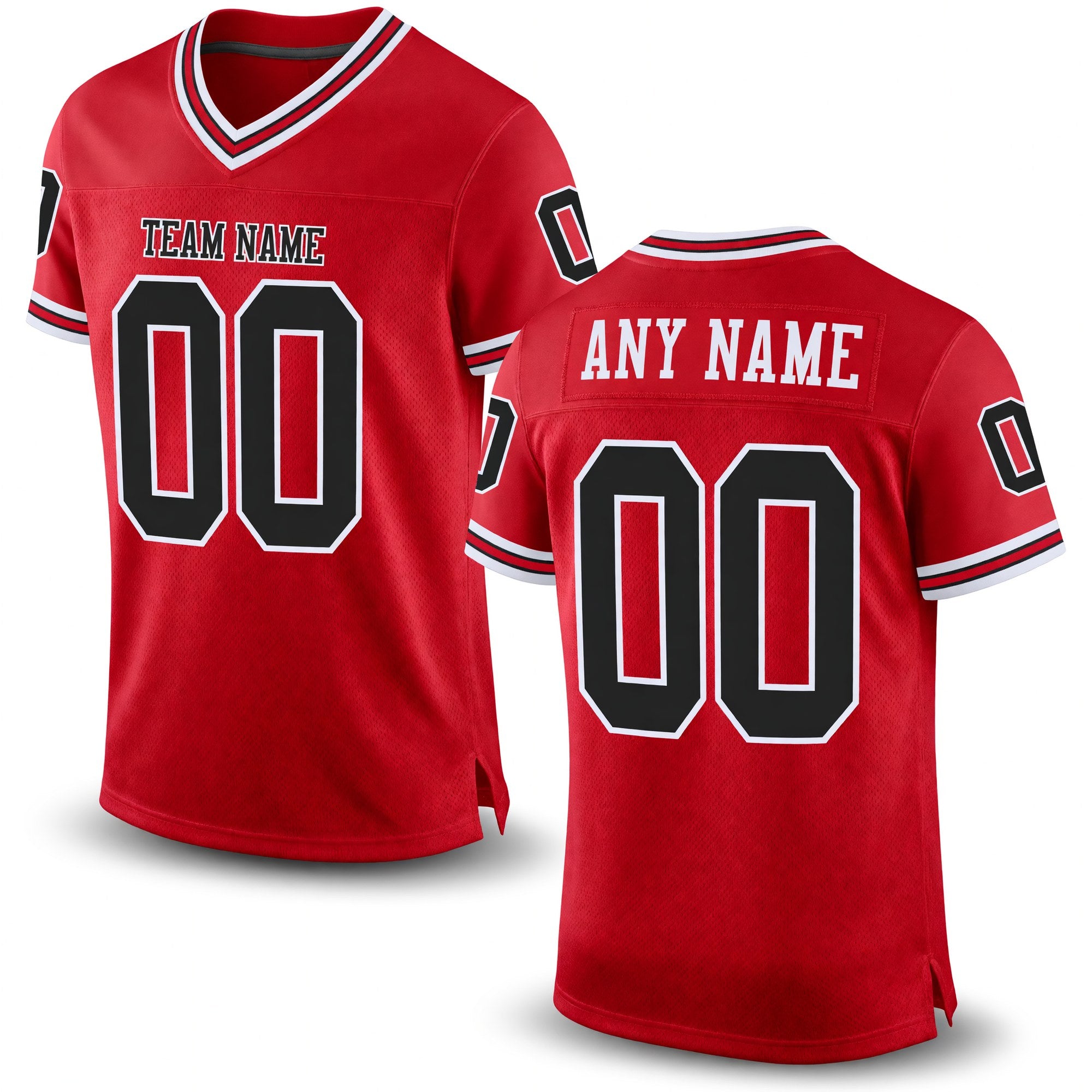 Custom Red Black-White Mesh Authentic Throwback Football Jersey