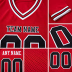 Custom Red Black-White Mesh Authentic Throwback Football Jersey detail