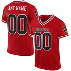 Custom Red Black-White Mesh Authentic Throwback Football Jersey photo 1