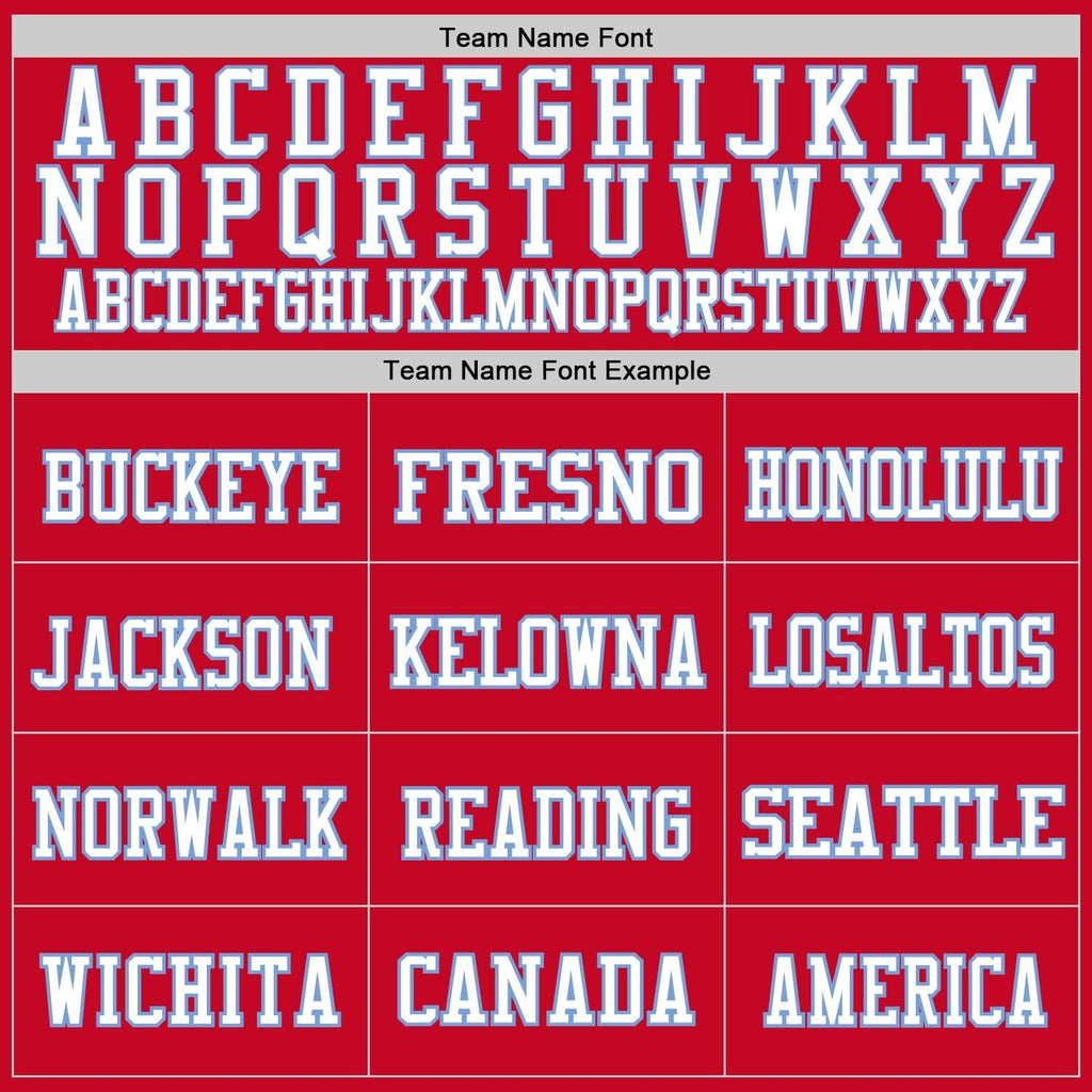 Custom Red White-Light Blue Mesh Authentic Throwback Football Jersey photo 2