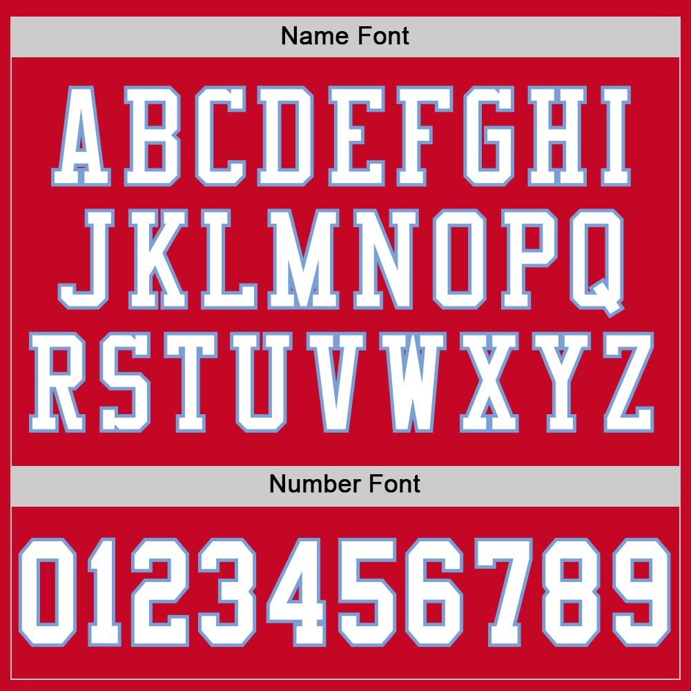 Custom Red White-Light Blue Mesh Authentic Throwback Football Jersey photo 3