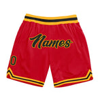Custom Red Black-Gold Authentic Throwback Basketball Shorts photo 1