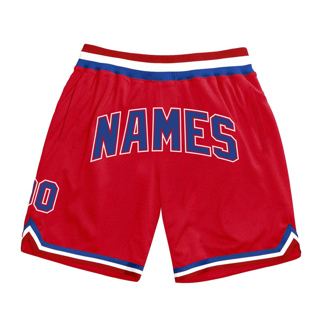 Custom Red Royal-White Authentic Throwback Basketball Shorts photo 1