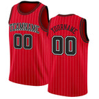 Custom Red White Pinstripe Black-White Authentic Basketball Jersey