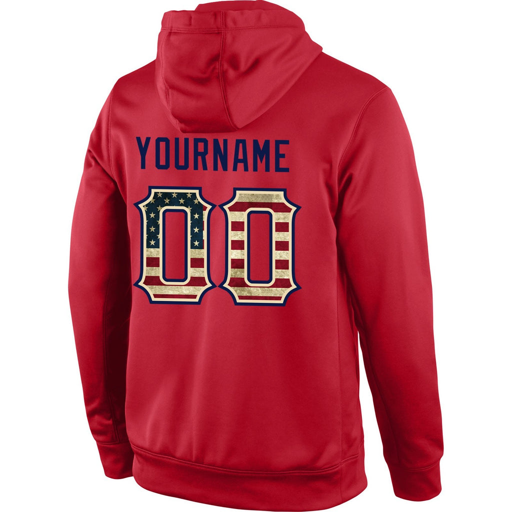 Custom Stitched Red Vintage USA Flag-Cream Sports Pullover Sweatshirt Hoodie photo 3