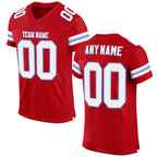 Custom Red White-Light Blue Mesh Authentic Football Jersey