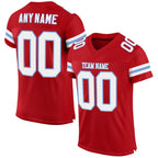 Custom Red White-Light Blue Mesh Authentic Football Jersey photo 1