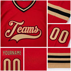 Custom Red Old Gold-Black Hockey Jersey detail
