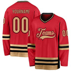 Custom Red Old Gold-Black Hockey Jersey photo 1