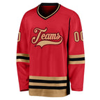 Custom Red Old Gold-Black Hockey Jersey photo 2