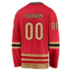 Custom Red Old Gold-Black Hockey Jersey photo 3