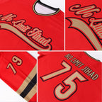 Custom Red Old Gold-Black Hockey Jersey photo 6
