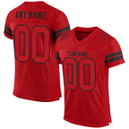 Custom Red Red-Black Mesh Authentic Football Jersey photo 1