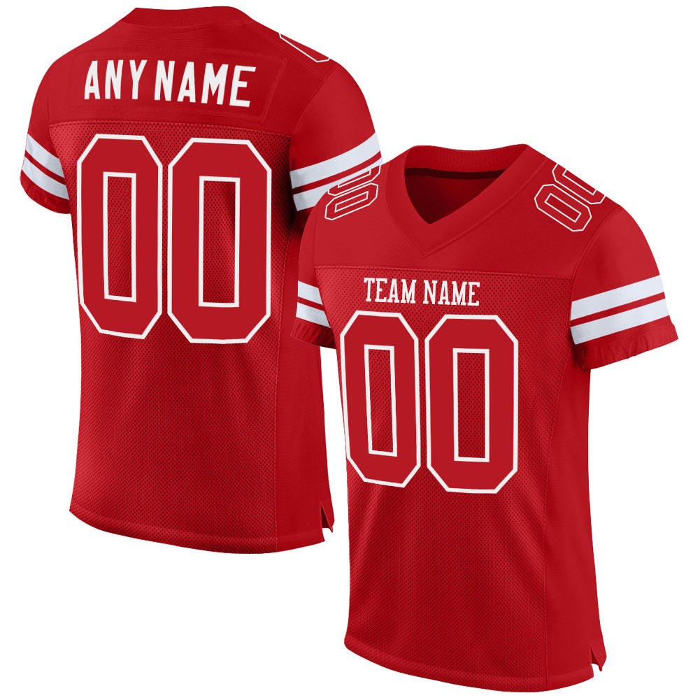 Custom Red Red-White Mesh Authentic Football Jersey photo 1