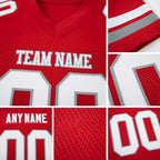 Custom Red White-Gray Mesh Authentic Football Jersey detail