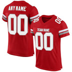 Custom Red White-Gray Mesh Authentic Football Jersey photo 1
