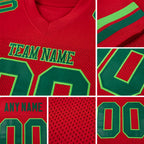 Custom Red Green-Neon Green Mesh Authentic Football Jersey detail
