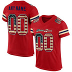 Custom Red Vintage USA Flag-Cream Mesh Authentic Football Jersey photo 1