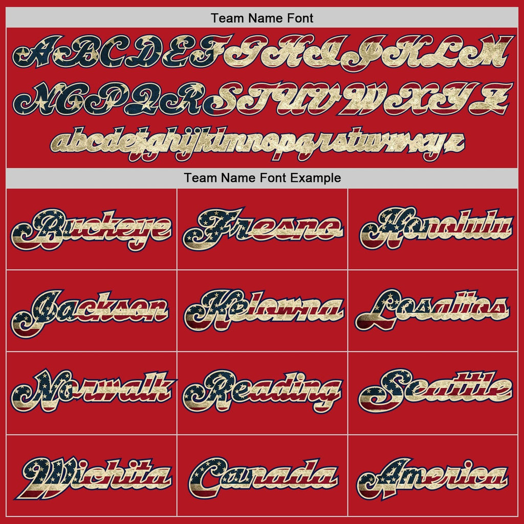 Custom Red Vintage USA Flag-Cream Mesh Authentic Football Jersey photo 2