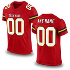 Custom Red White-Gold Mesh Authentic Football Jersey