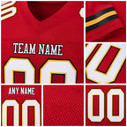 Custom Red White-Gold Mesh Authentic Football Jersey detail