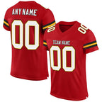Custom Red White-Gold Mesh Authentic Football Jersey photo 1