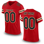 Custom Red Black-Cream Mesh Authentic Football Jersey