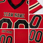 Custom Red Black-Cream Mesh Authentic Football Jersey detail