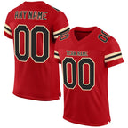 Custom Red Black-Cream Mesh Authentic Football Jersey photo 1