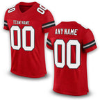 Custom Red White-Black Mesh Authentic Football Jersey