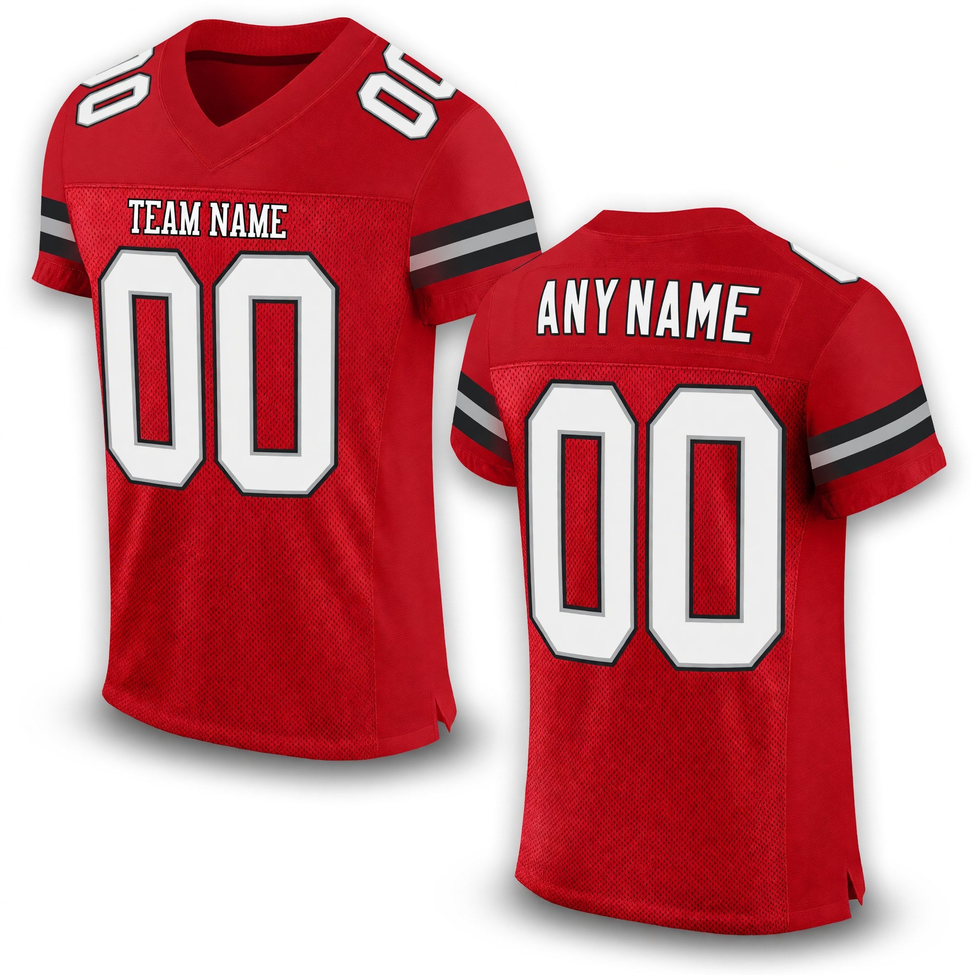 Custom Red White-Black Mesh Authentic Football Jersey