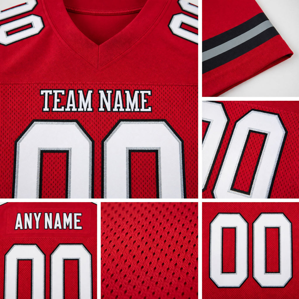 Custom Red White-Black Mesh Authentic Football Jersey detail