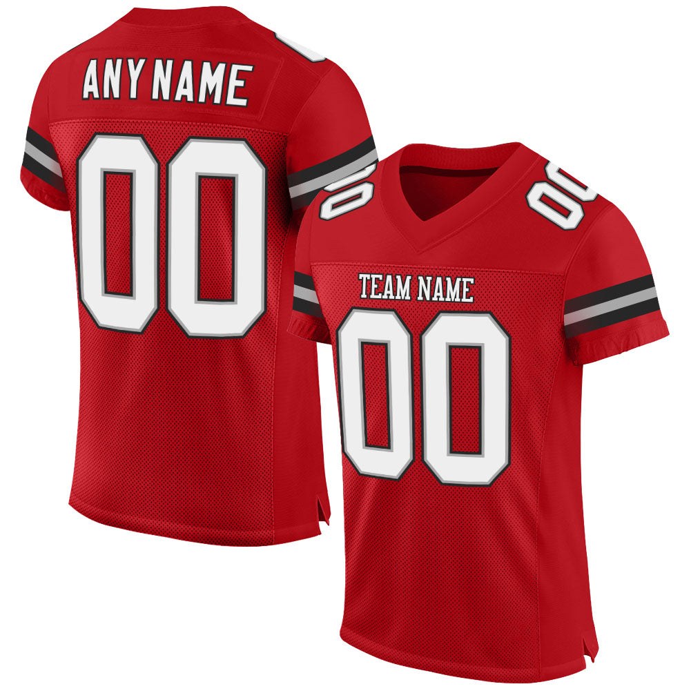 Custom Red White-Black Mesh Authentic Football Jersey photo 1