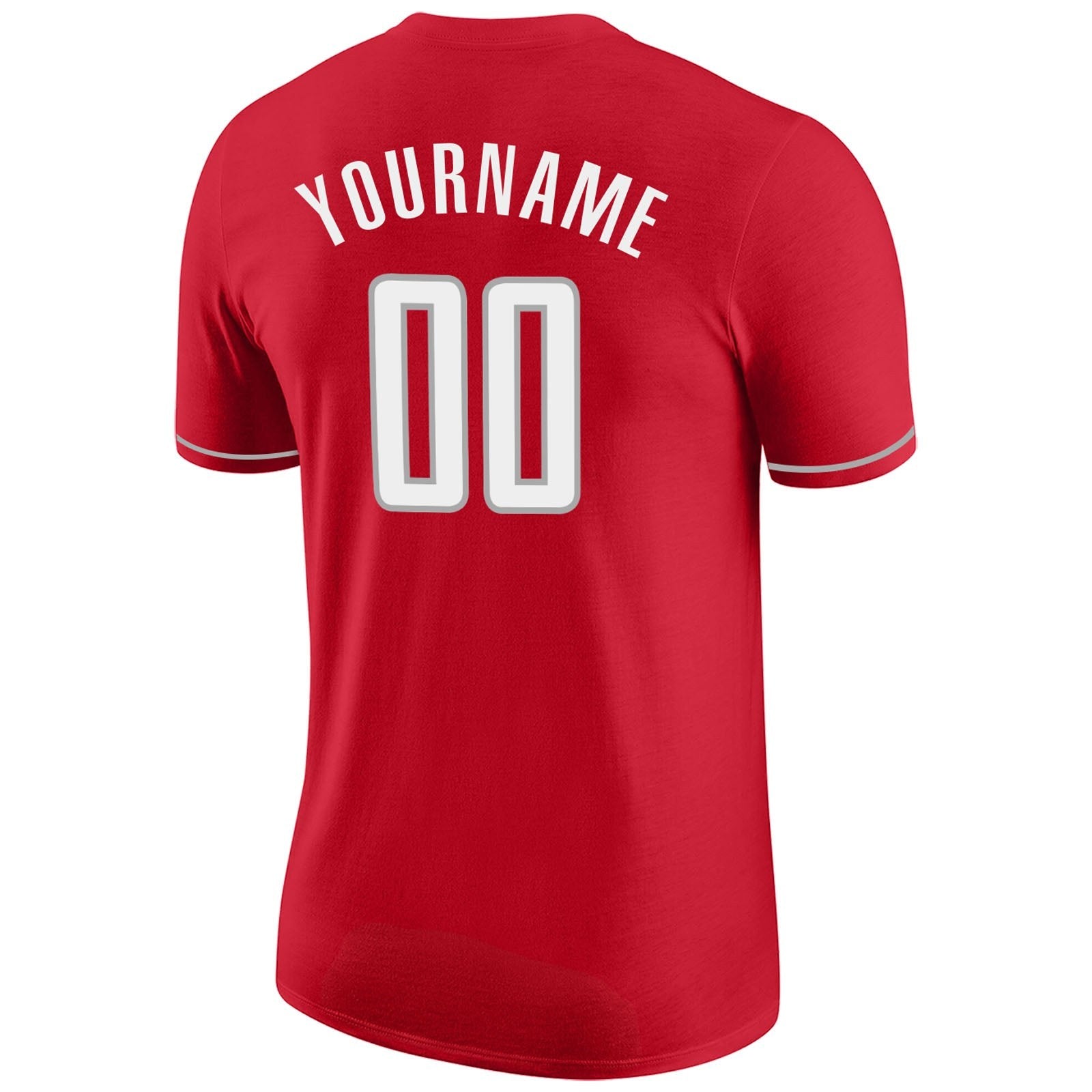 Custom Red White-Gray Performance T-Shirt photo 5
