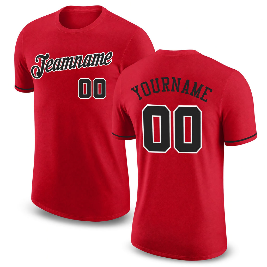 Custom Red Black-White Performance T-Shirt