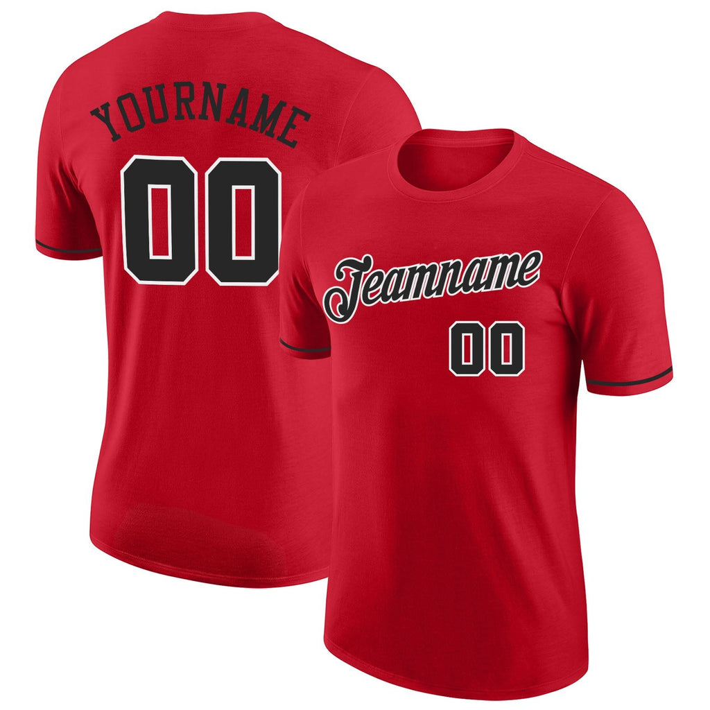 Custom Red Black-White Performance T-Shirt photo 1